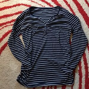 Dark navy striped maternity henley